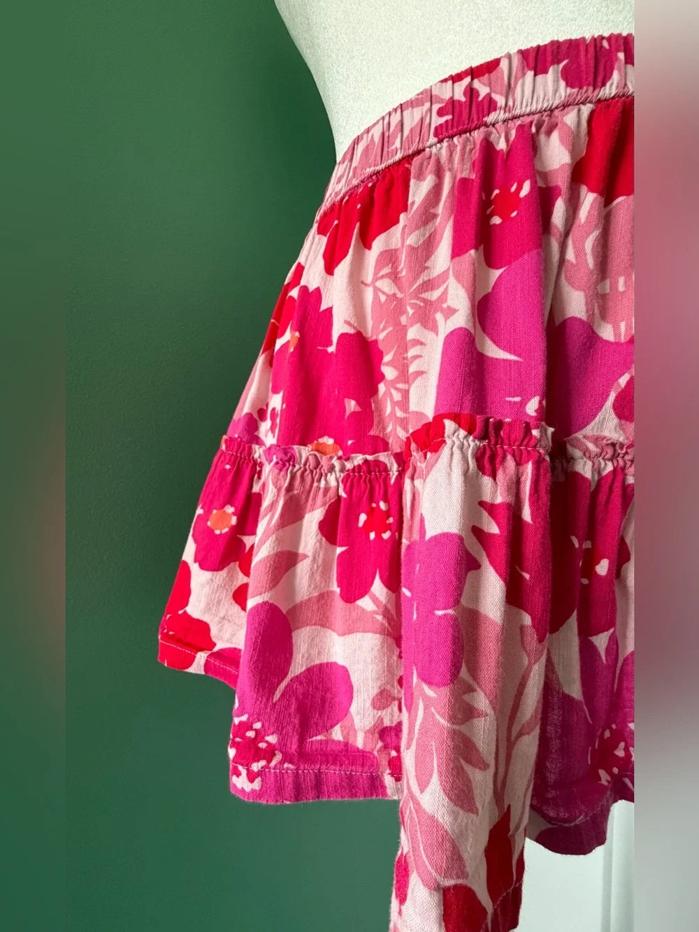 GAP Kids Pink and Red Floral Tiered Skirt
